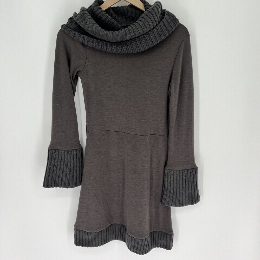 Alice Olivia Brown 100% Wool Cowl Neck Sweater Dress Size XS NO BELT